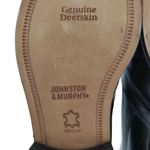 NEW Johnston & Murphy Men's size 9.5W Black Deerskin Leather Dress Shoes Loafers - Picture 16 of 16